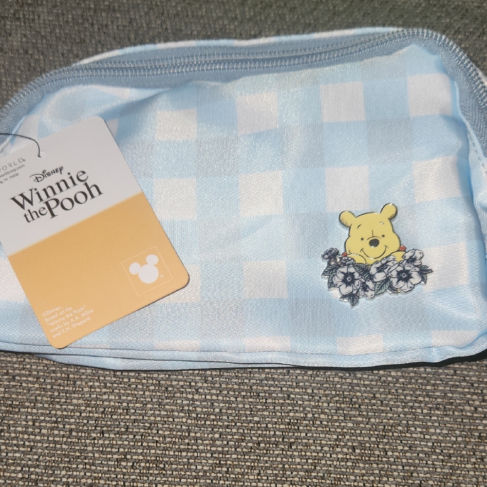 Disney Winnie the Pooh Light Blue Checkered Belt Bag